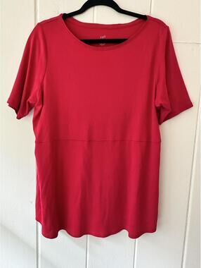 J. Jill Red Pima Shirttail Tee 100% Pima Cotton Size Large